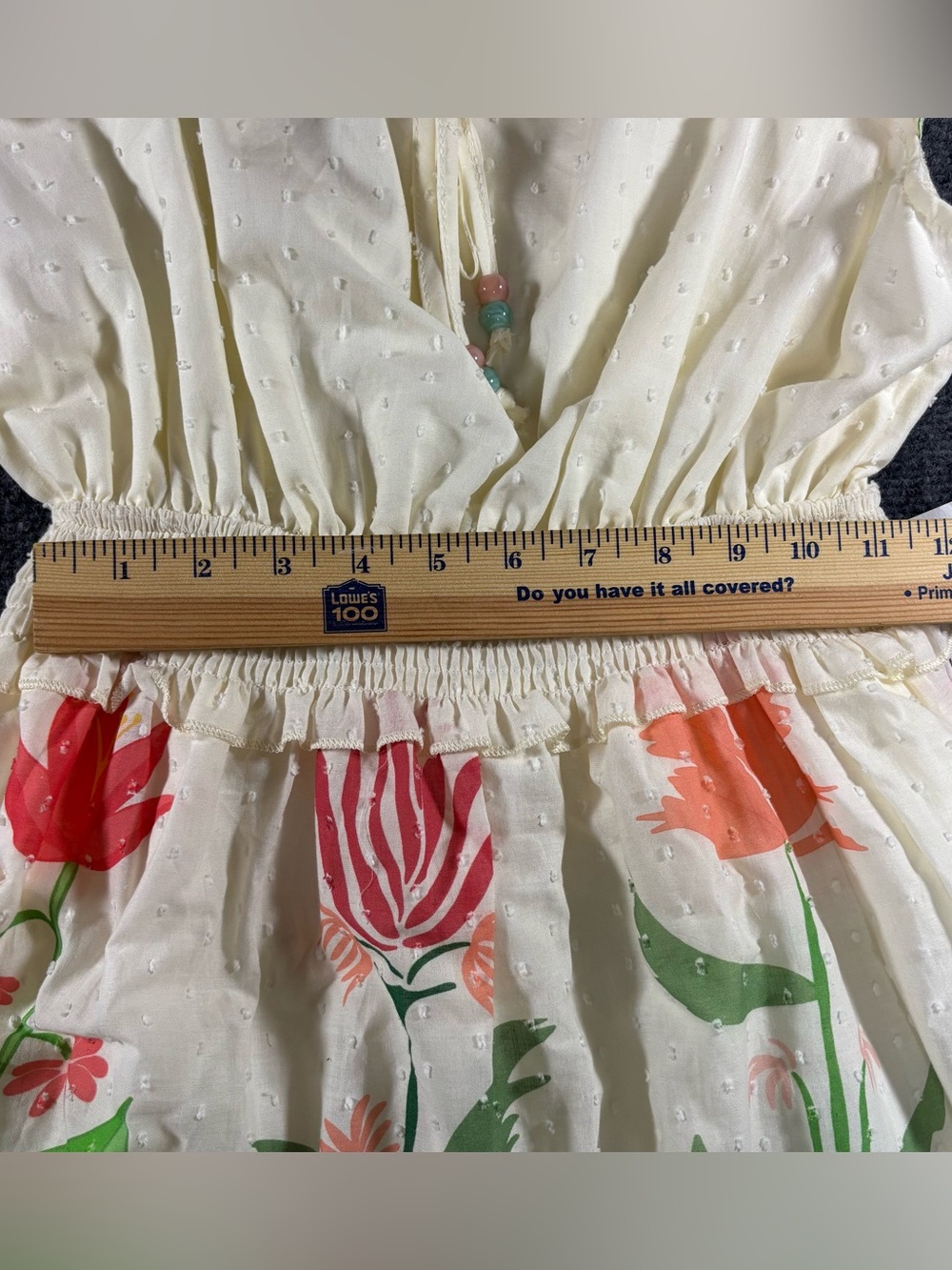 Anthropologie Kindred Cottage Core Midi Dress Size XL Floral Swiss Dot Smocked - Picture 9 of 12
